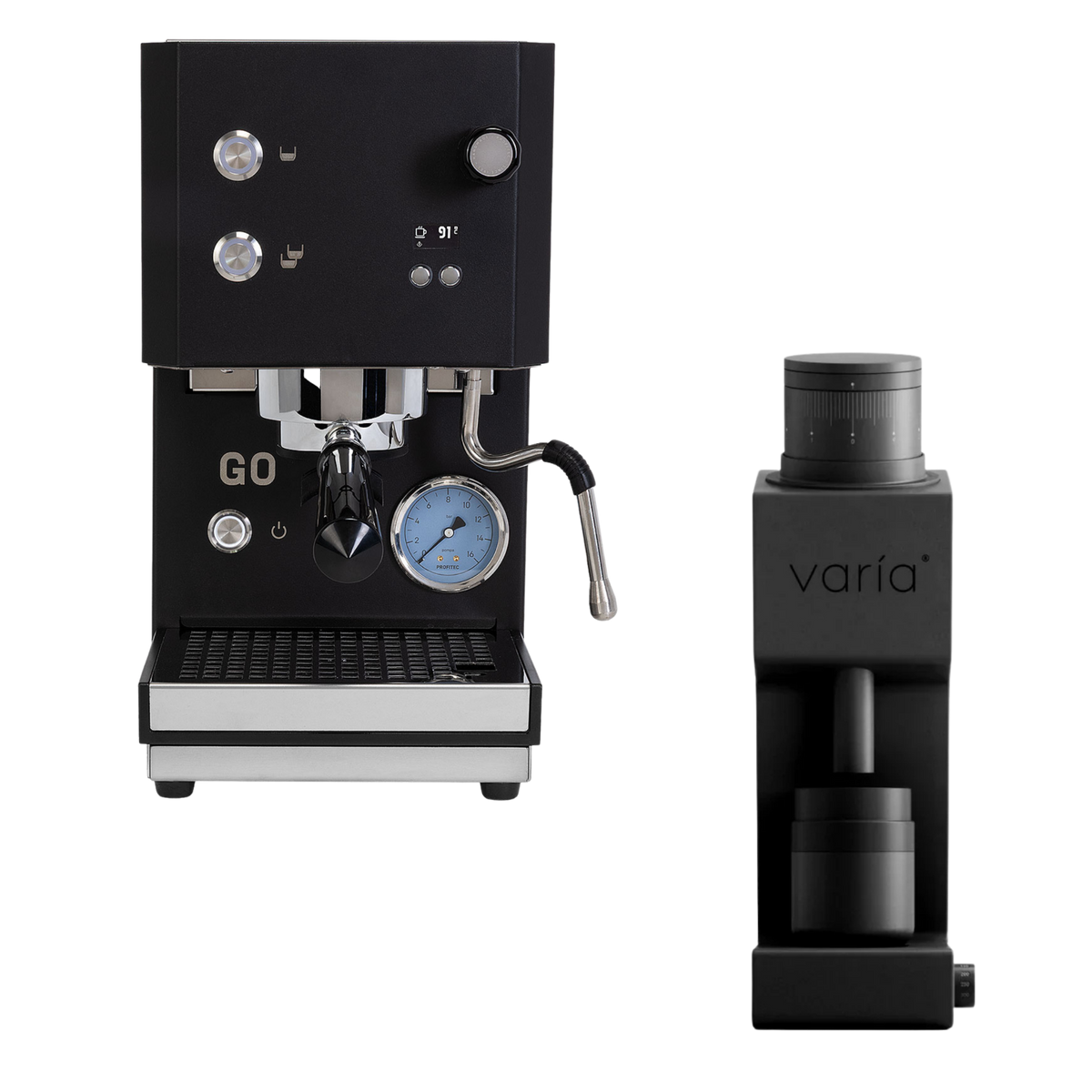 Profitec GO 2.0 Schwarz mit Varia VS4 Schwarz Bundle
