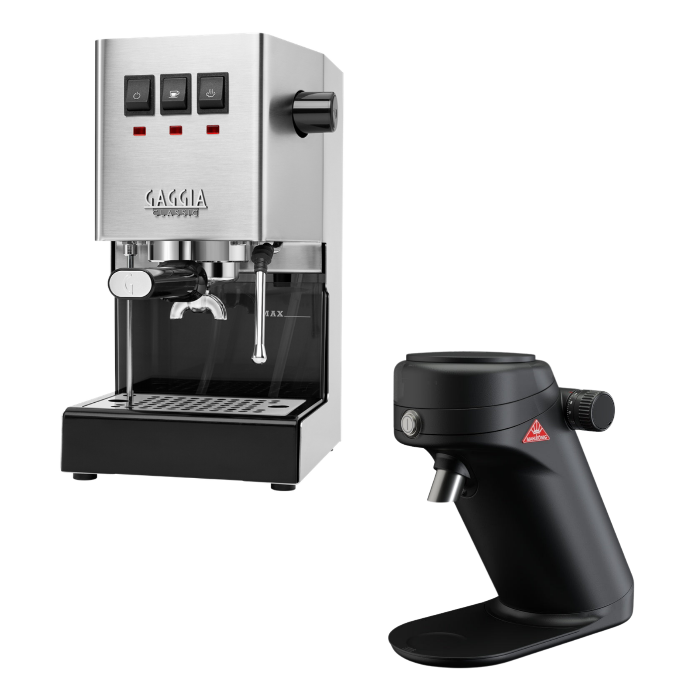 Gaggia Classic E24 Inox mit Mahlkönig X64 SD Schwarz – Bundle-Produktbild bei BaristaYOU