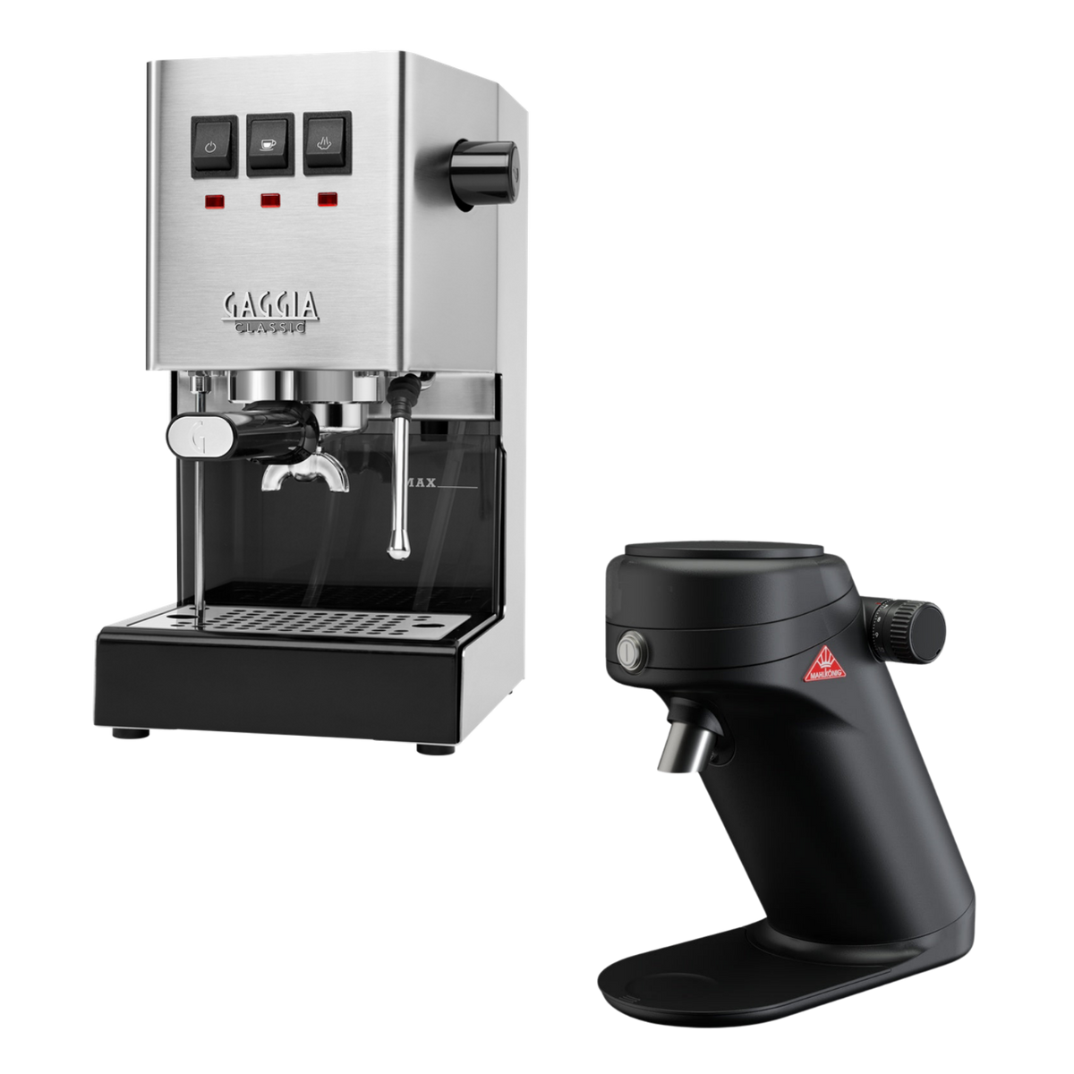 Gaggia Classic E24 Inox mit Mahlkönig X64 SD Schwarz – Bundle-Produktbild bei BaristaYOU