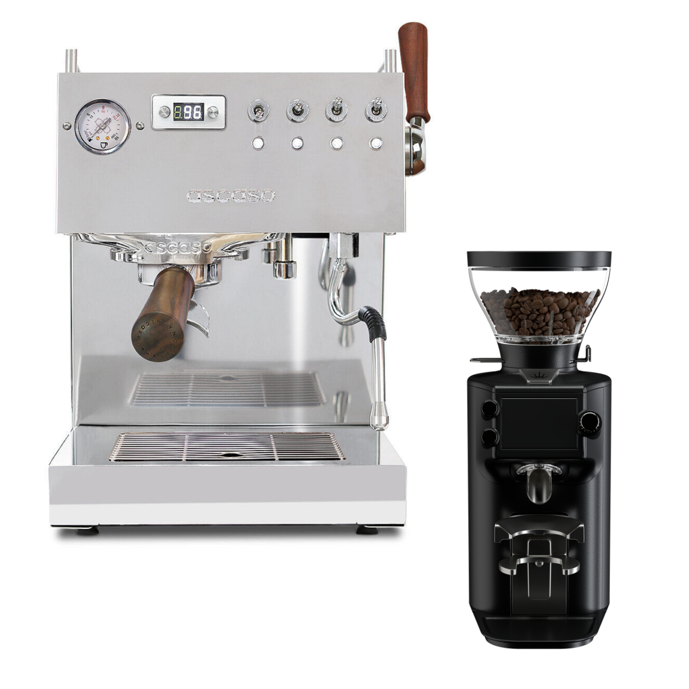 Ascaso Steel DUO Plus V3 Edelstahl und Mahlkönig E64 WS Schwarz Bundle – original BaristaYOU Produktbild