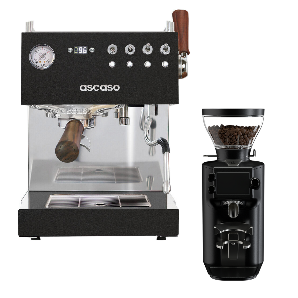 Ascaso Steel DUO Plus V3 Schwarz mit E64 WS Schwarz – original BaristaYOU Produktbild