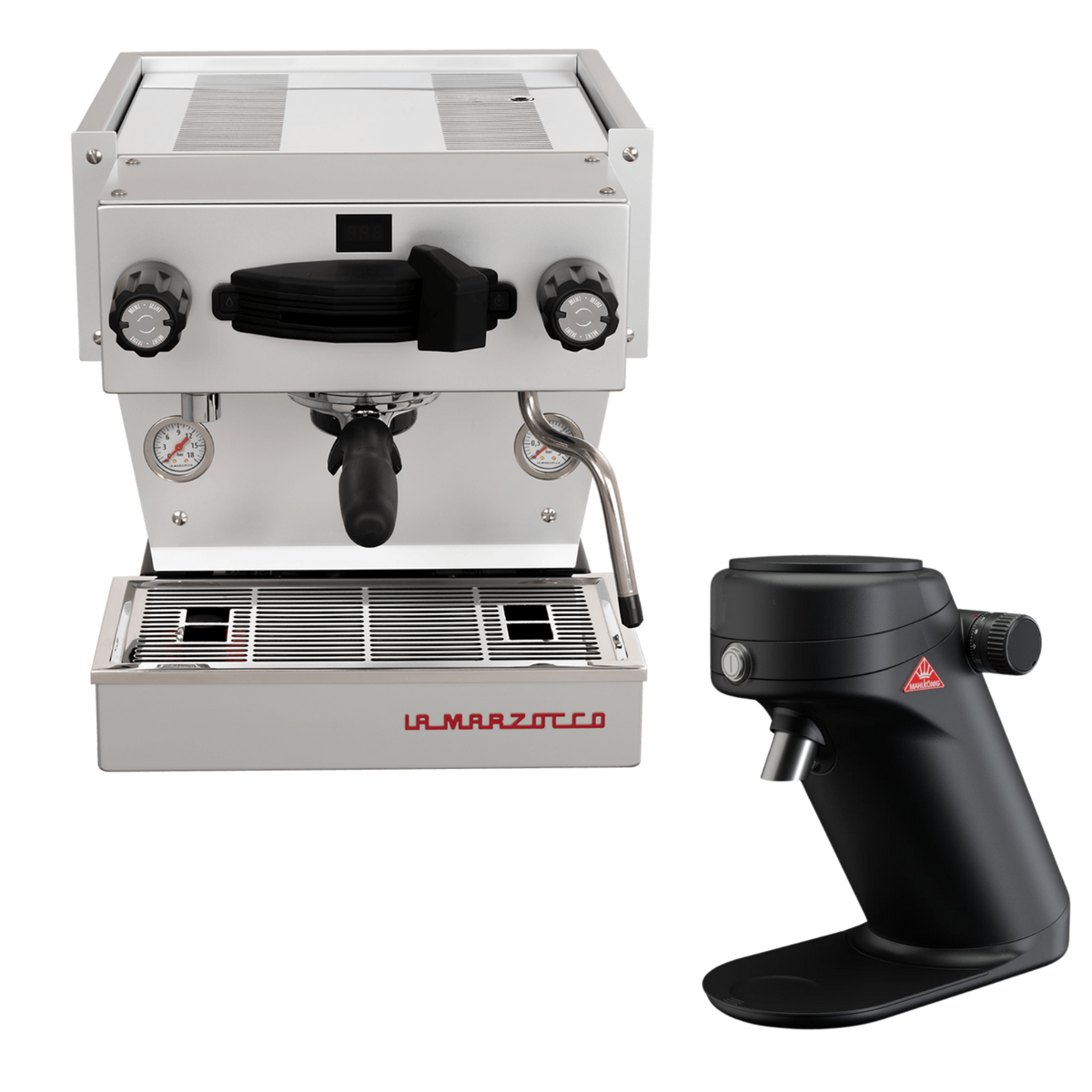 La Marzocco Linea Mini R Grey mit Mahlkönig X64 SD Schwarz – Originalproduktfoto aus dem BaristaYOU Sortiment
