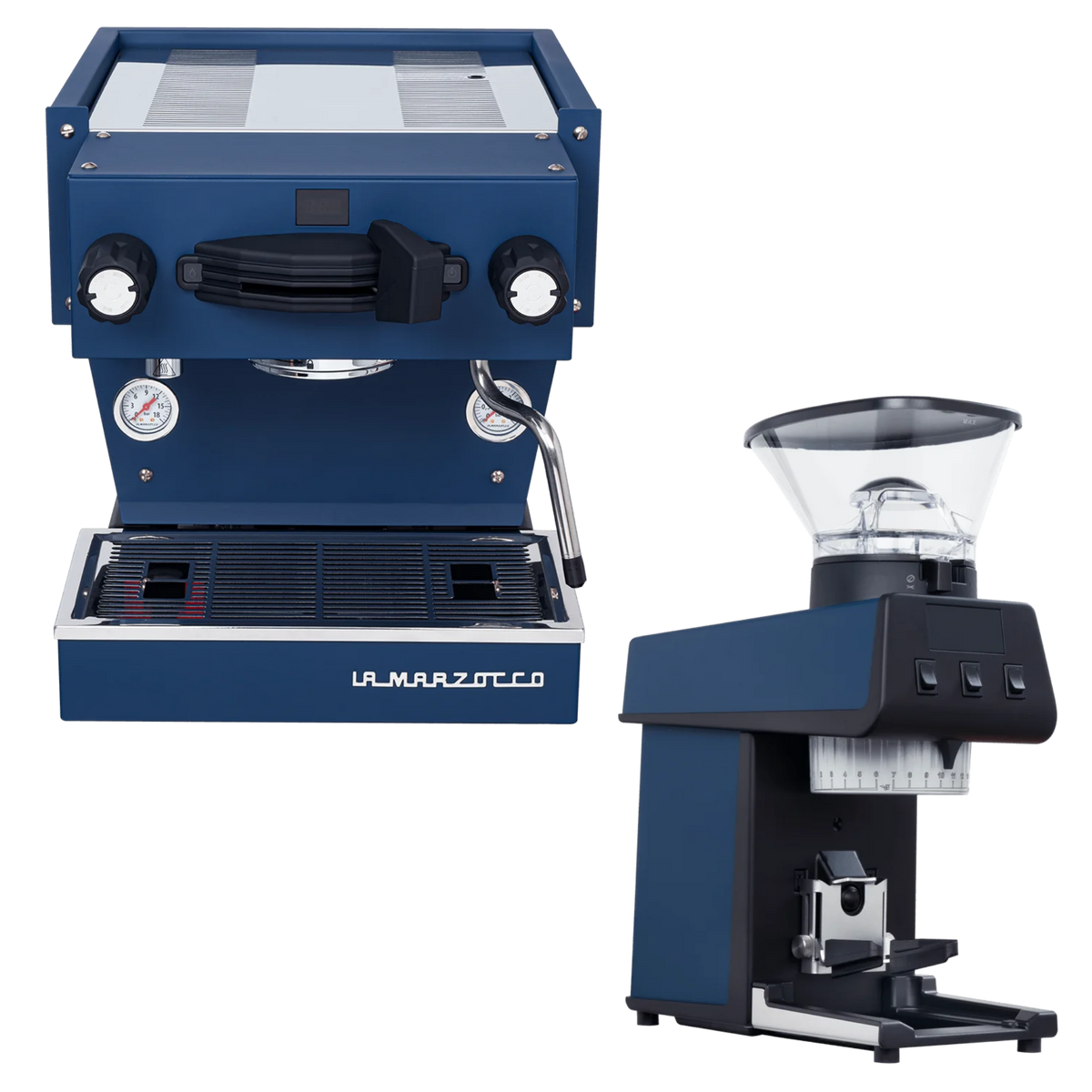 La Marzocco Linea Mini R & Pico Navy Blau Premium Bundle – BaristaYOU Produktbild