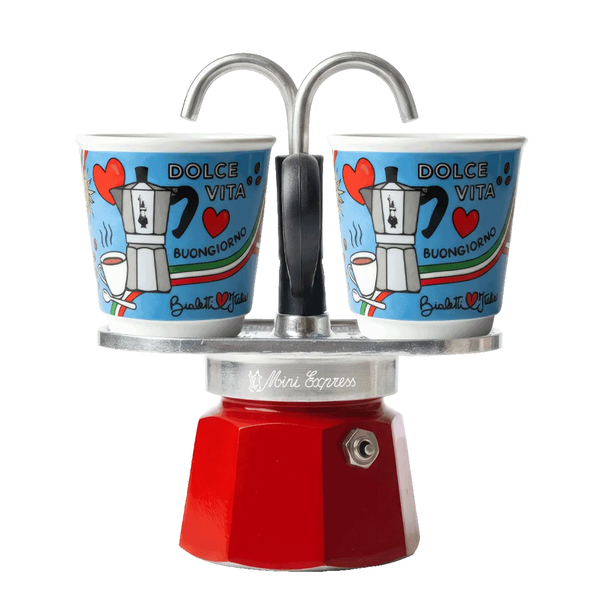Bialetti Mini Express Ciao Italia Set – Espressokocher + 2 Espressobecher