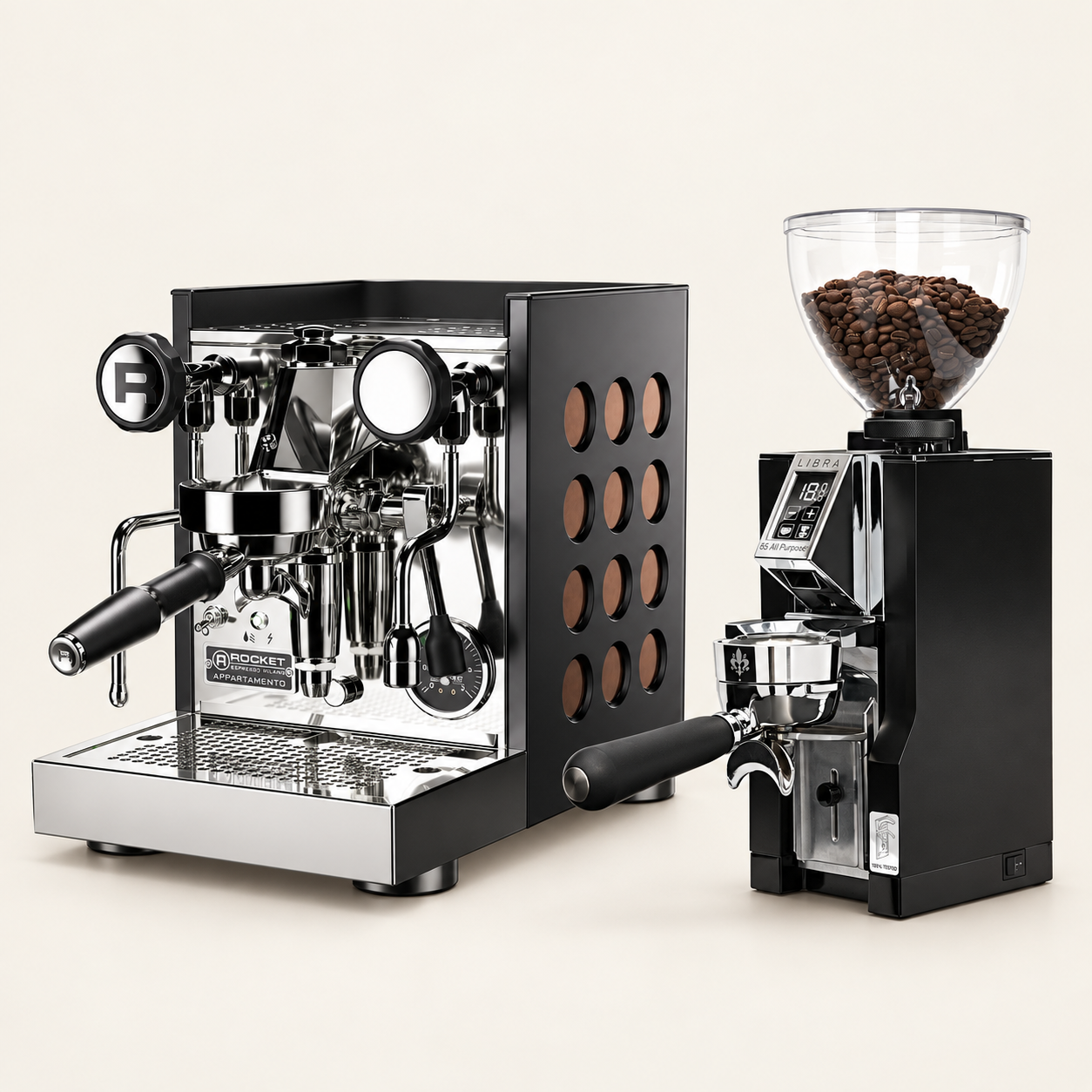 Rocket TCA Kupfer & Eureka Libra 65 AP Precision Set Produktfoto im BaristaYOU-Shop