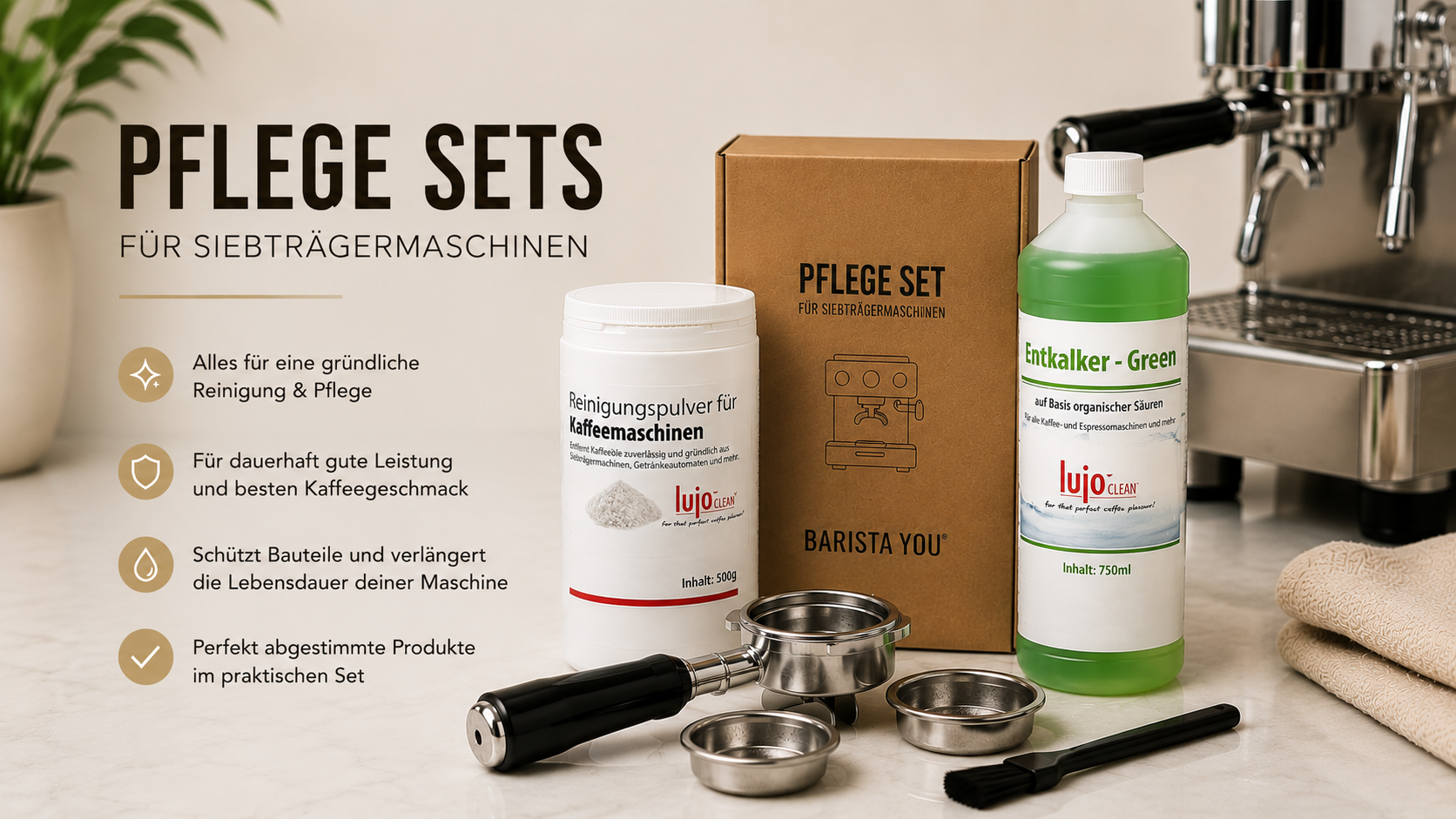 Pflege Sets für Siebträgermaschinen