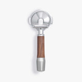 Wiedeman Siebträger with walnut wood handle for ECM 58mm E61, stainless steel, ergonomic design.