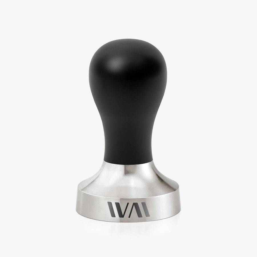 Wiedemann Präzisionstamper Schwarz 58mm, ergonomic stainless steel design for espresso machines.