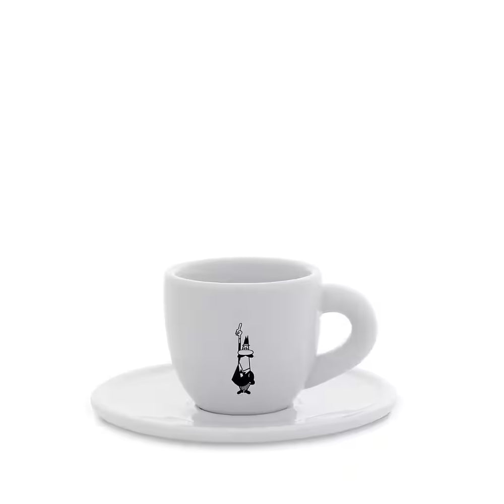 Bialetti Moka Istituzionale-kopje met schoteltje – 80 ml wit