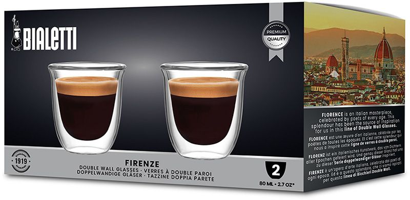 Bialetti Firenze doppelwandige Espressogläser 80 ml – 2er-Set