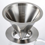 Hario Double Mesh Metal Dripper 01 in stainless steel, featuring a double mesh filter, no paper needed, eco-friendly design.