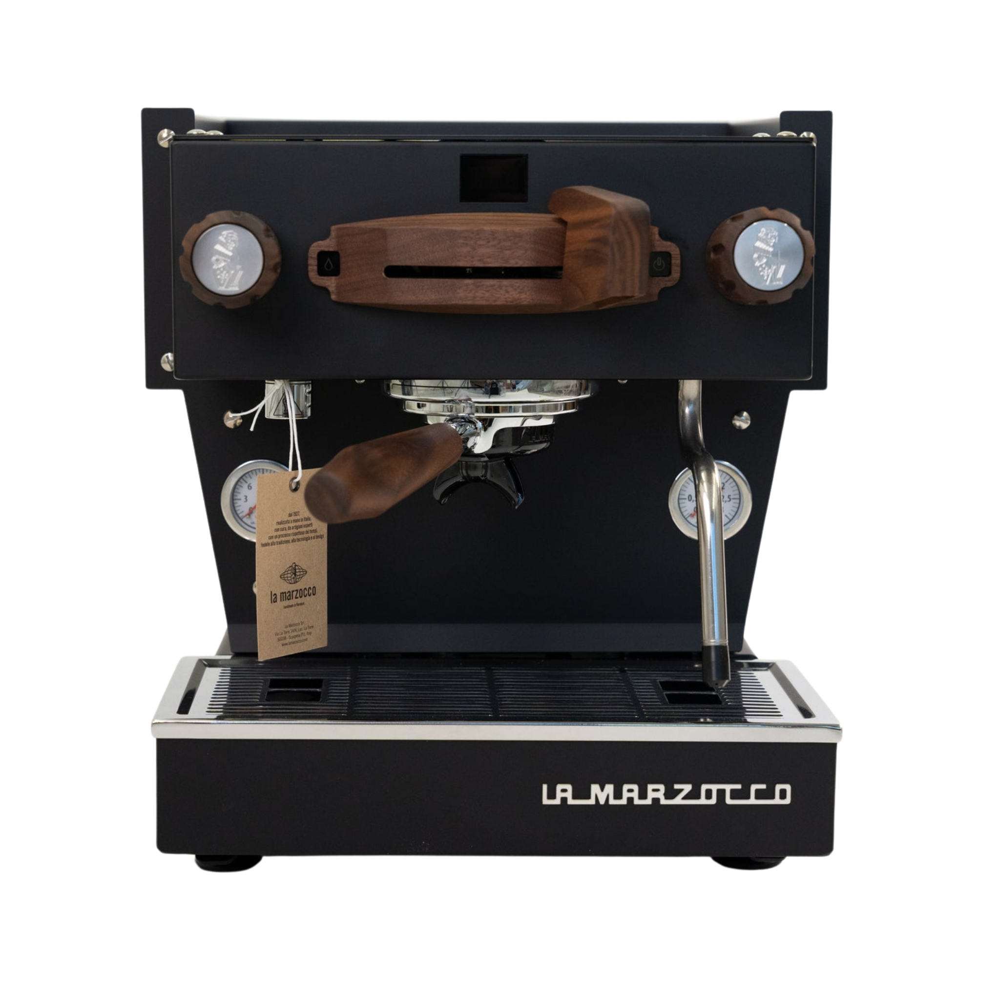 La Marzocco Linea Mini R Schwarz Bundle mit Walnut Umbau, Pico & Brew by Weight Waage