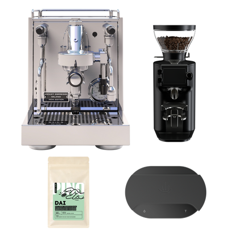 Rocket NOW Inox & Mahlkönig E64 WS + Sync Scale – Espresso Bundle