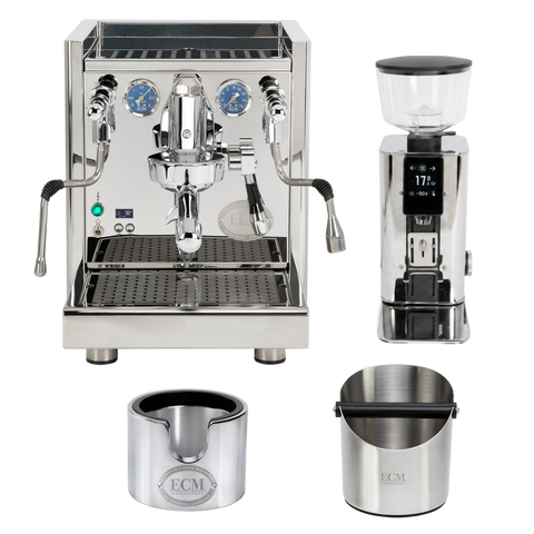 ECM Technika VI-bundel met ECM Exacto-koffiemolen, tamperstation & uitklopbak