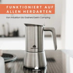 Groenenberg Espressokocher Edelstahl 4 Tassen, für Induktion und alle Herdarten geeignet.