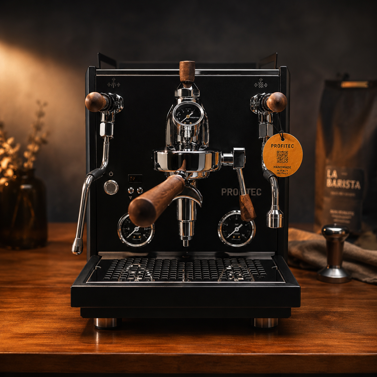 Profitec DRIVE in Schwarz Espressomaschine Frontalansicht