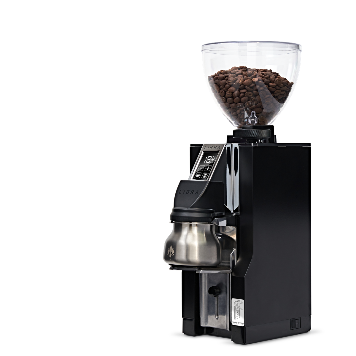 Eureka Mignon Libra 65 Schwarz Detailansicht Dosing Cup