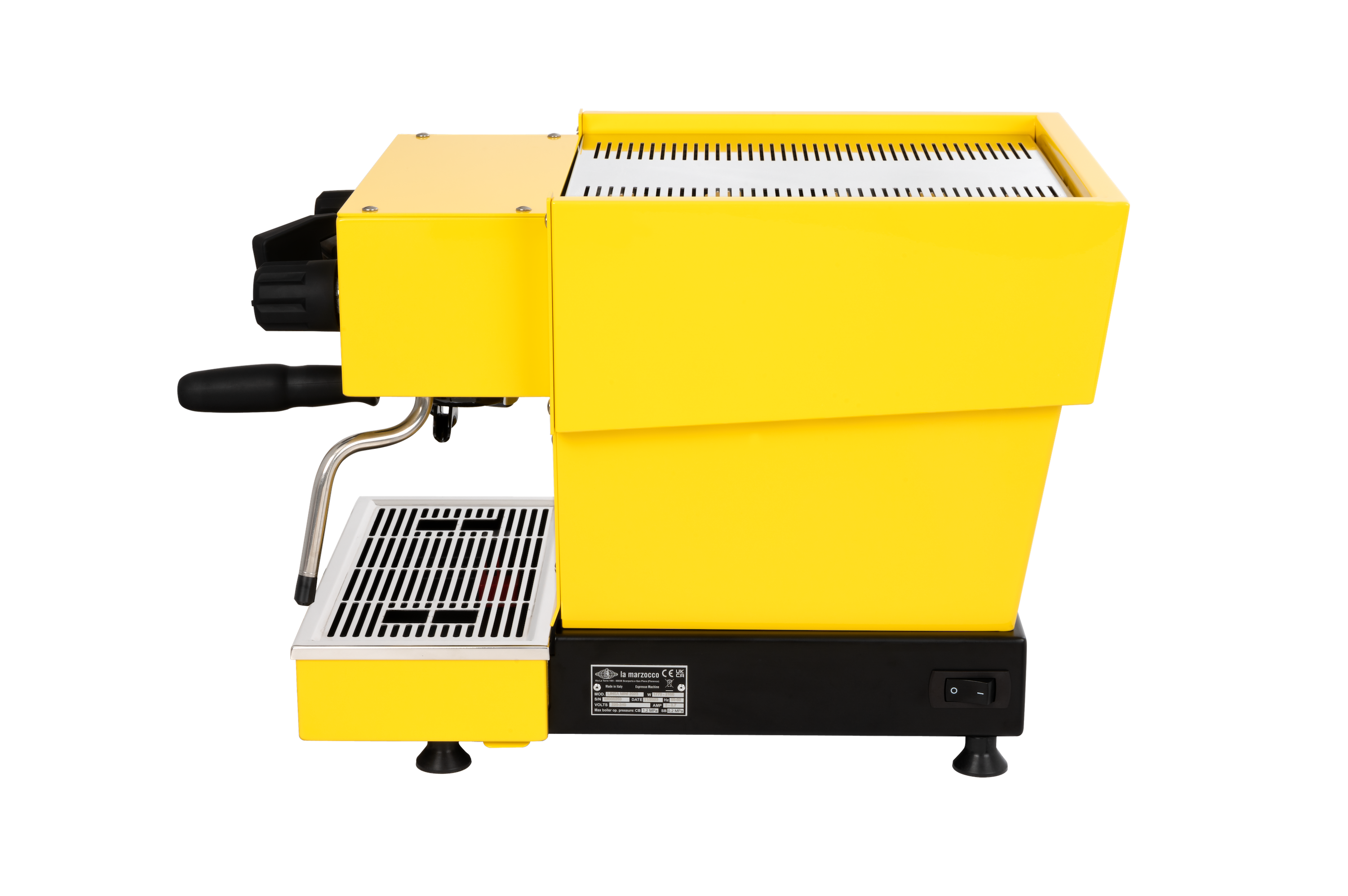 La Marzocco Linea Mini R in Gelb Seitenansicht rechts