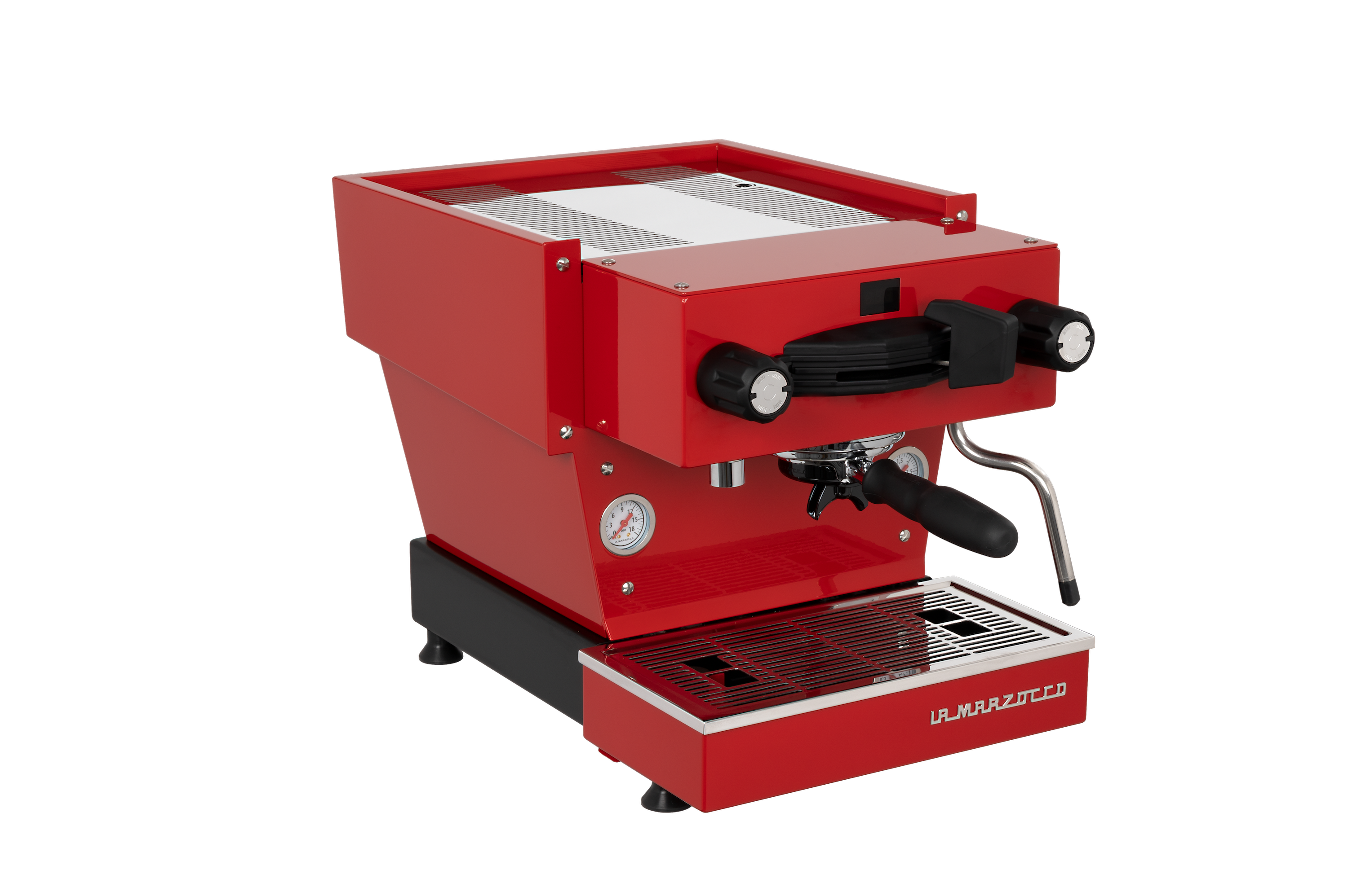 La Marzocco Linea Mini R in Rot Dreiviertelansicht
