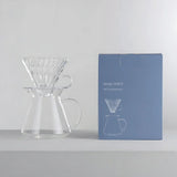 Hario V60 Glass Brewing Set 02 with glass dripper and carafe, perfect for home-brewed coffee.