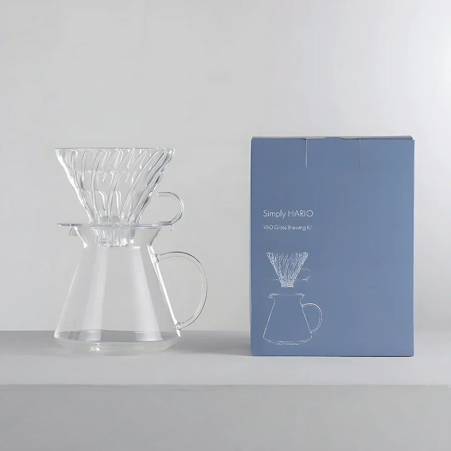 Ensemble d'infusion en verre Hario V60 02 - ensemble pour café filtre en verre