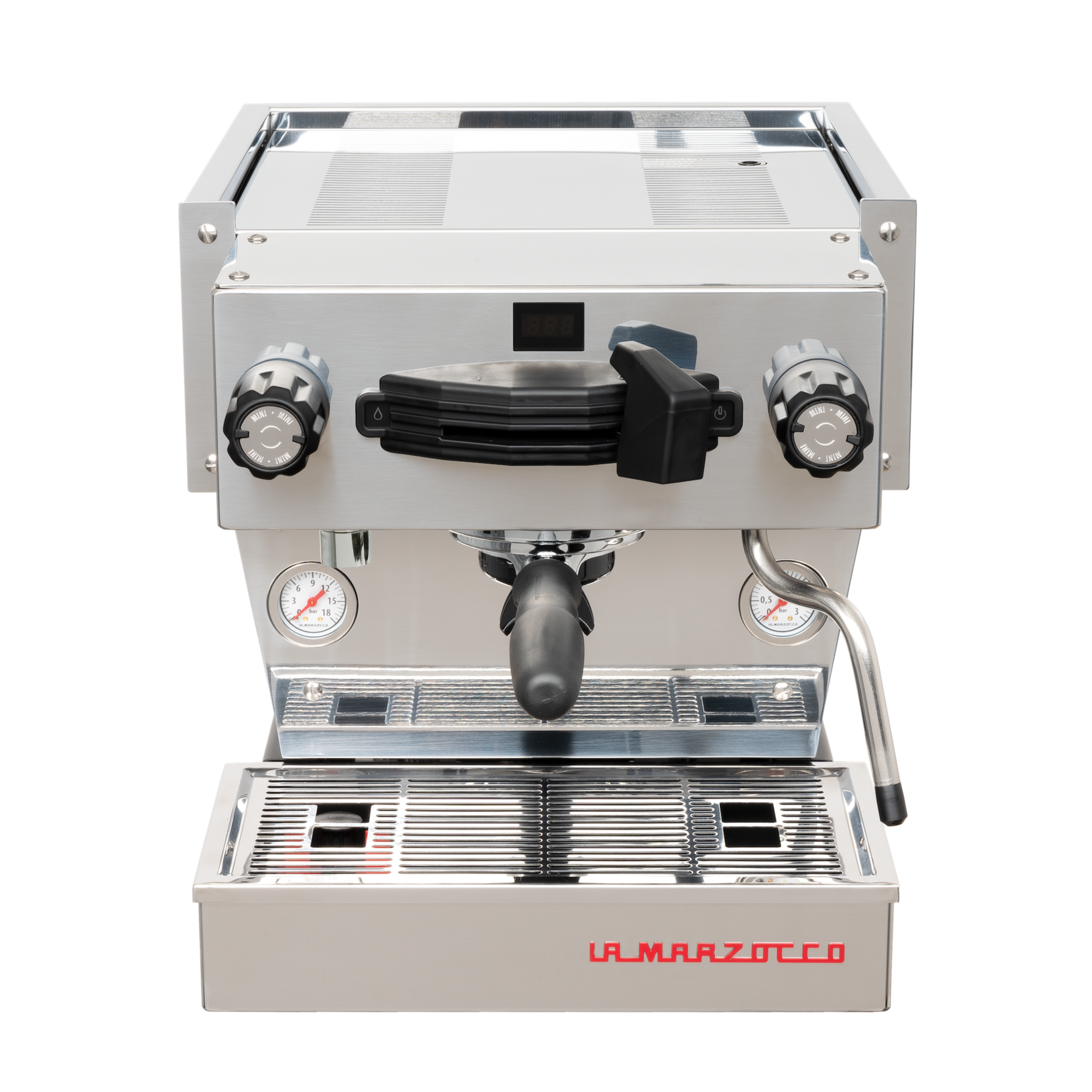 La Marzocco Linea Mini R in Edelstahl Frontansicht