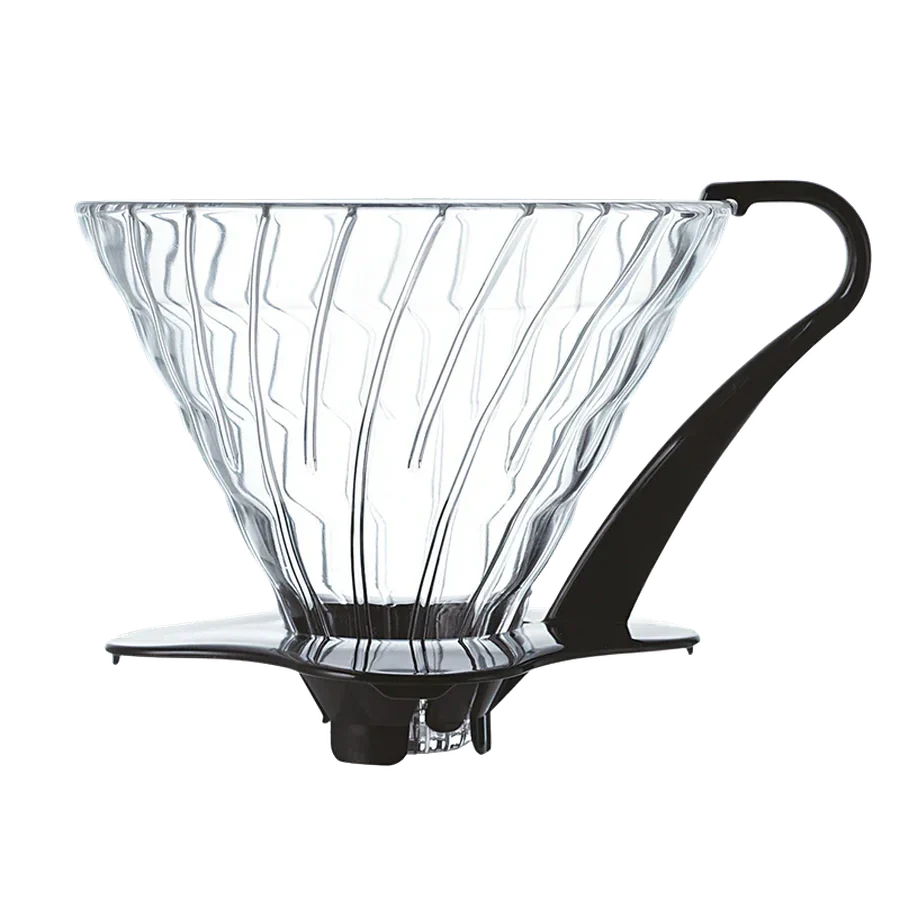 Hario V60 Glass Coffee Dripper 03 in Black for optimal coffee extraction.