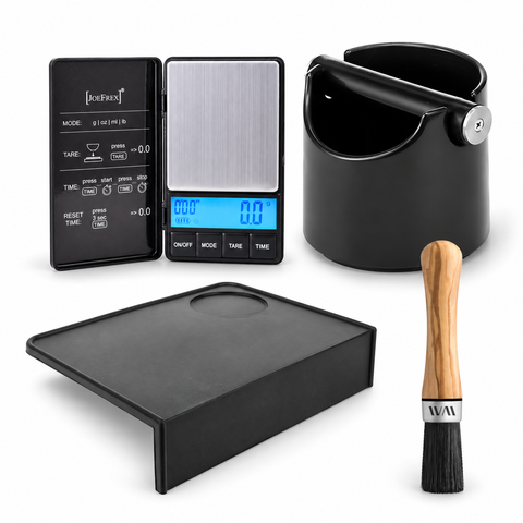 Kit d'accessoires pour espresso BaristaYOU - balance, bac à marc, tapis de tassage et pinceau