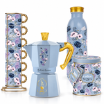 Bialetti Bridgerton Komplettset – Moka 6 Tassen, Tassen, Kaffee & Thermosflasche