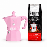 Bialetti Moka Exclusive Pink 3 Tassen & Perfetto Moka Nocciola – Kaffee-Set