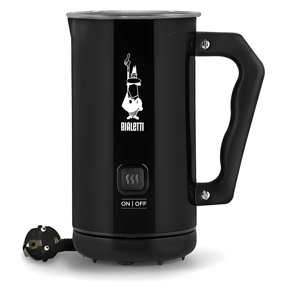 Bialetti Elektrischer Milchaufschäumer MKF02 in Schwarz, kabelloses Design, schnelle Zubereitung, antihaftbeschichtet für einfache Reinigung.