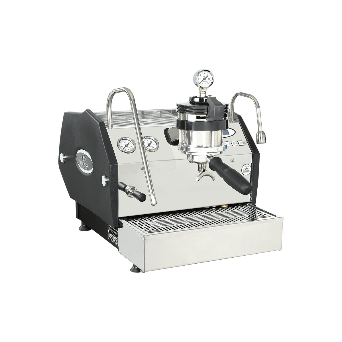 La Marzocco GS3 MP Espressomaschine Seitenansicht mit Brühgruppe und Manometer