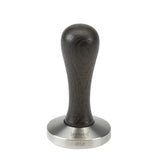Joefrex Tamper with black oak wood handle, 58mm & 58.5mm stainless steel base, elegant barista accessory.
