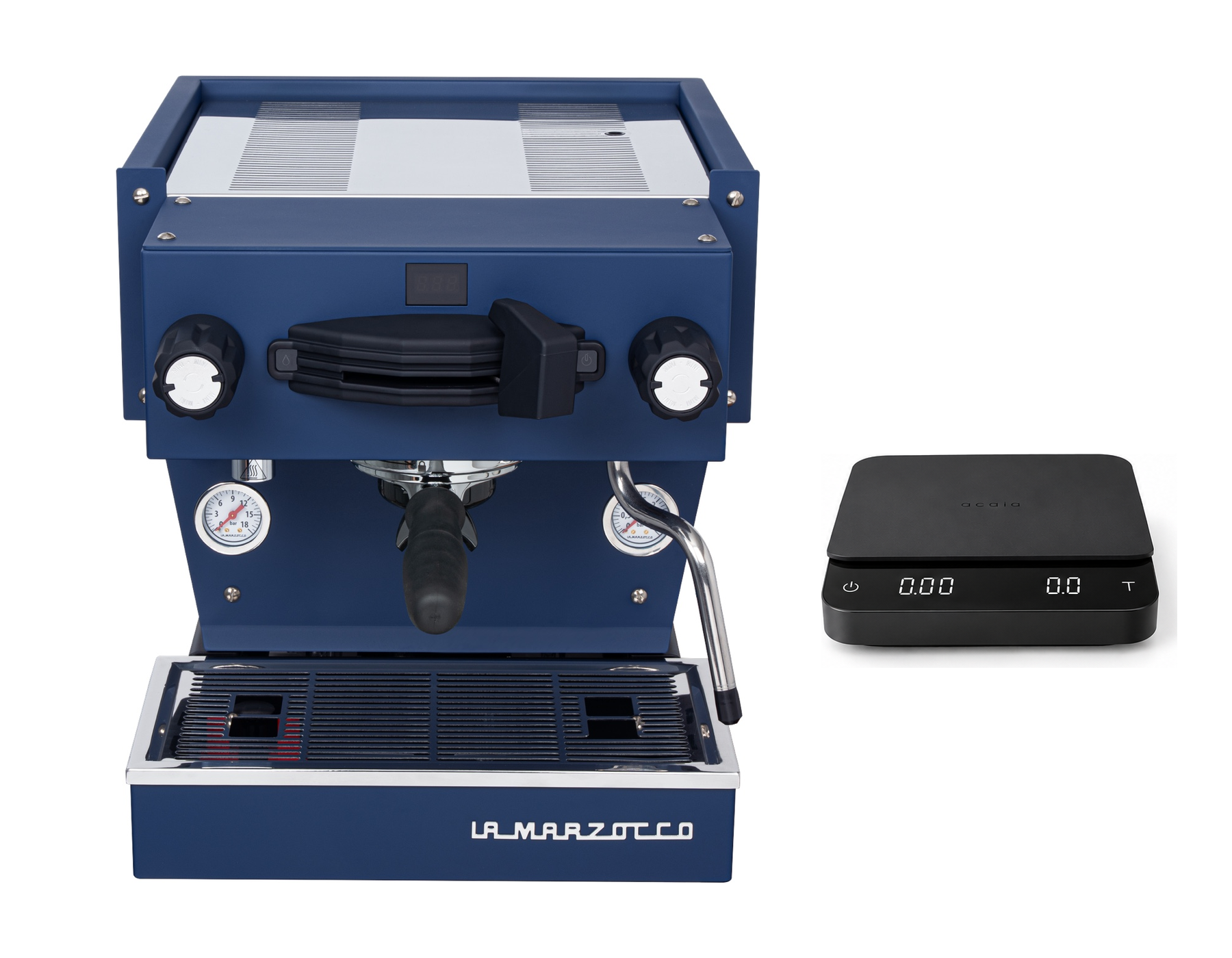 La Marzocco Linea Mini R Navy Blau mit Connected Scale – Brew by Weight Bundle
