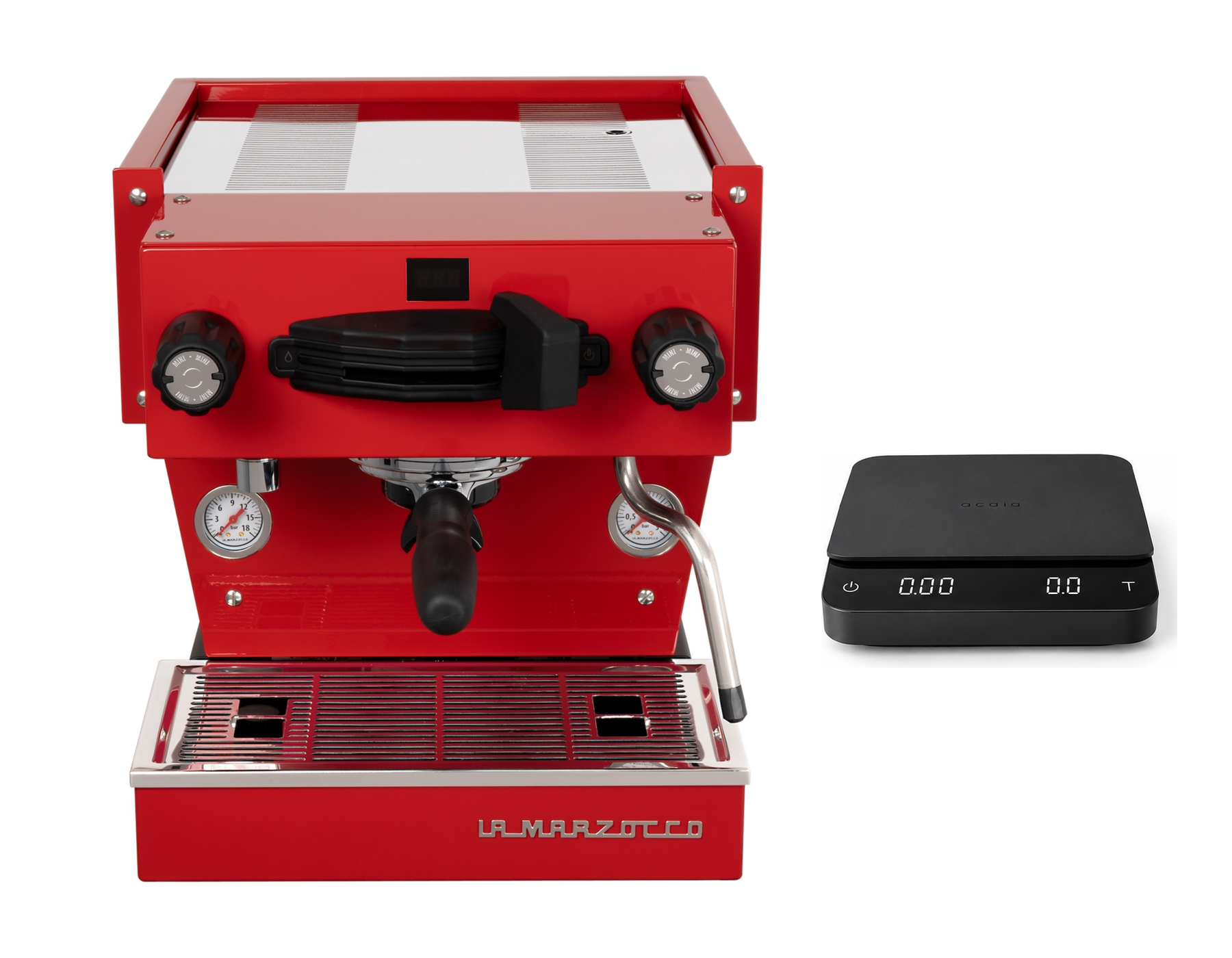 La Marzocco Linea Mini R Rot mit Connected Scale – Brew by Weight Bundle