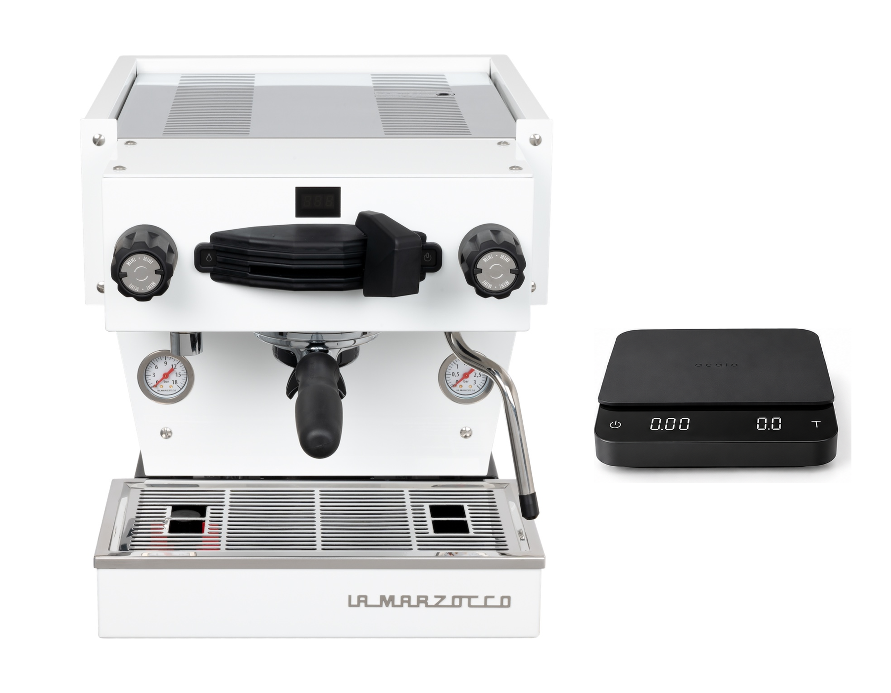La Marzocco Linea Mini R Weiß mit Connected Scale – Brew by Weight Bundle
