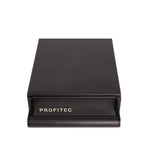Profitec Sudschublade Schwarz Edelstahl with noise-dampening silicone bar and black aluminum handle.