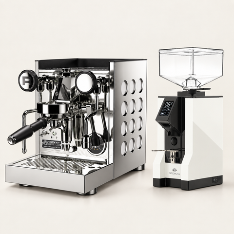 Rocket Appartamento TCA Cromado/Blanco & Eureka Specialità Blanco – White Classic Set
